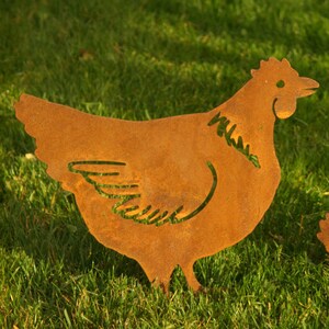 Rusty Metal Chicken & Easter Chicks / Easter Gift / Easter Chicken Garden Decor / Chicken gift / Metal Chicken/ Metal Garden Ornament Hen Head Up
