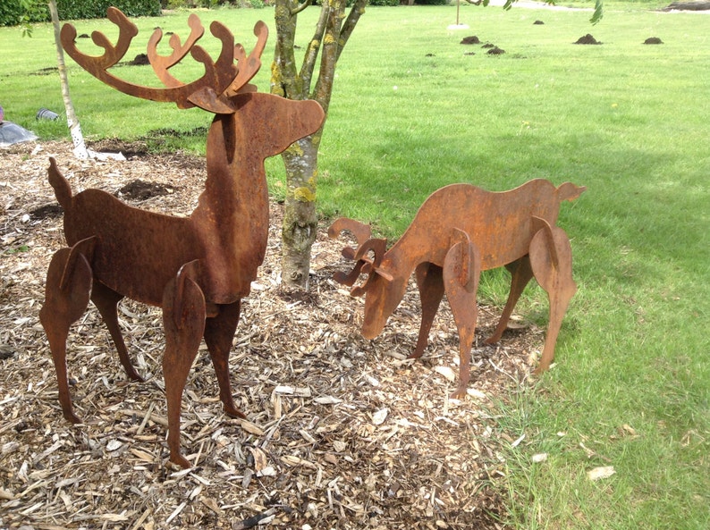 Rusty Metal Deer / Deer Garden Decor / Deer Sculpture / Metal Etsy