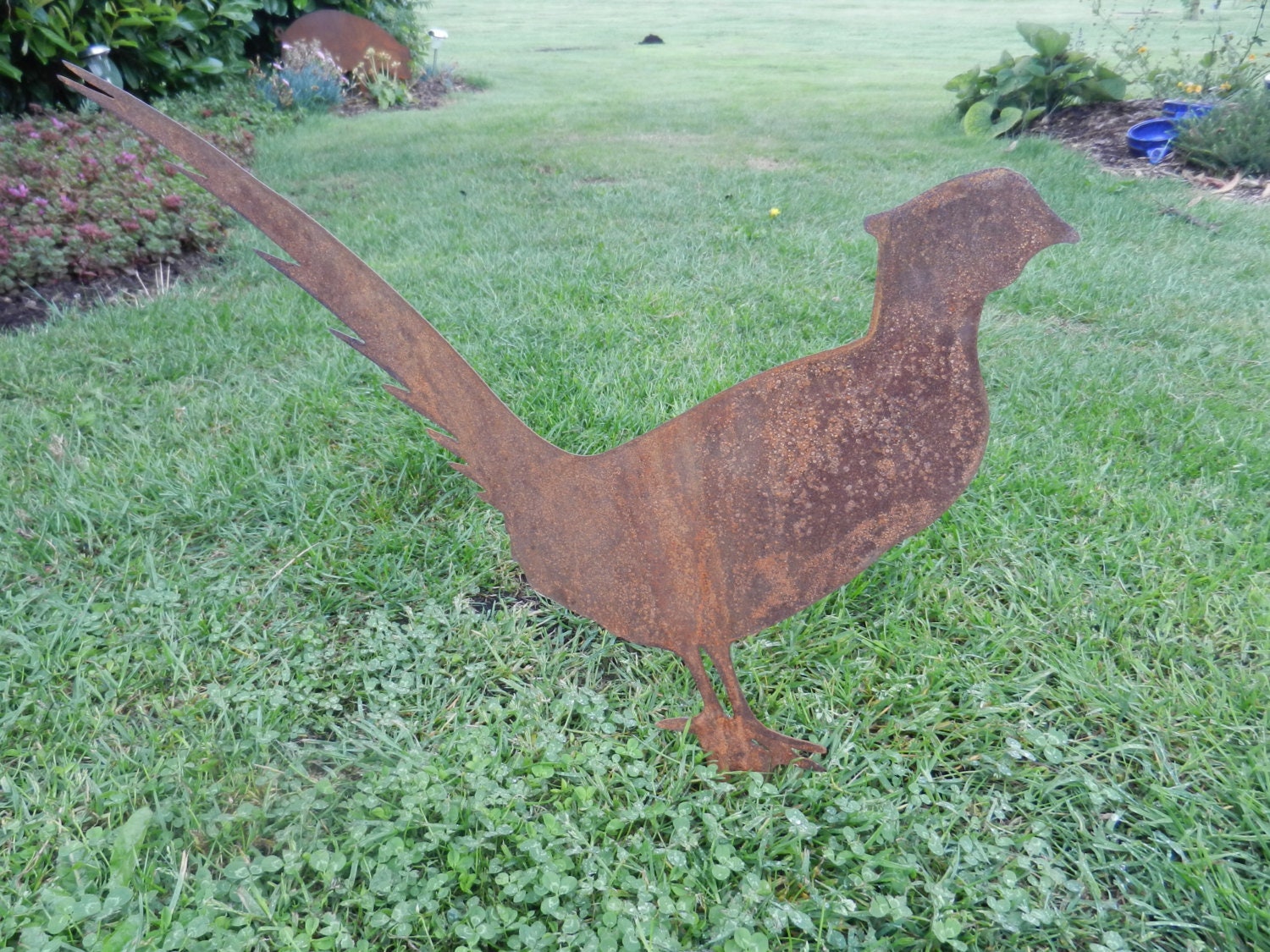 Rusty Metal Pheasant Garden Decor / Rustic Pheasant Garden Etsy