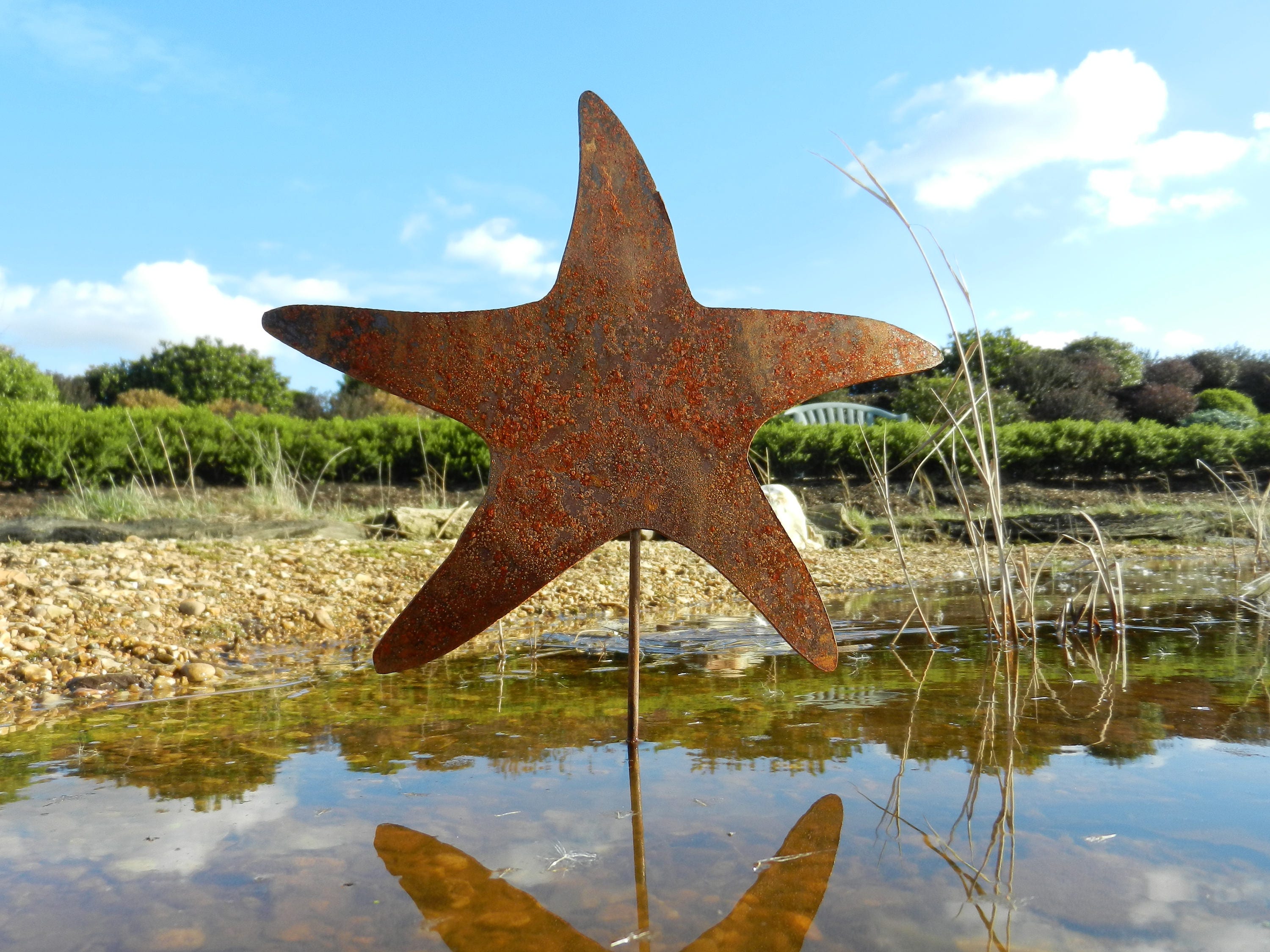 Rustic Starfish Pond Decor / Beach Decor / Star fish Sculpture / Nautical Gift / Rusty Starfish Garden decoration / Beach Ornament