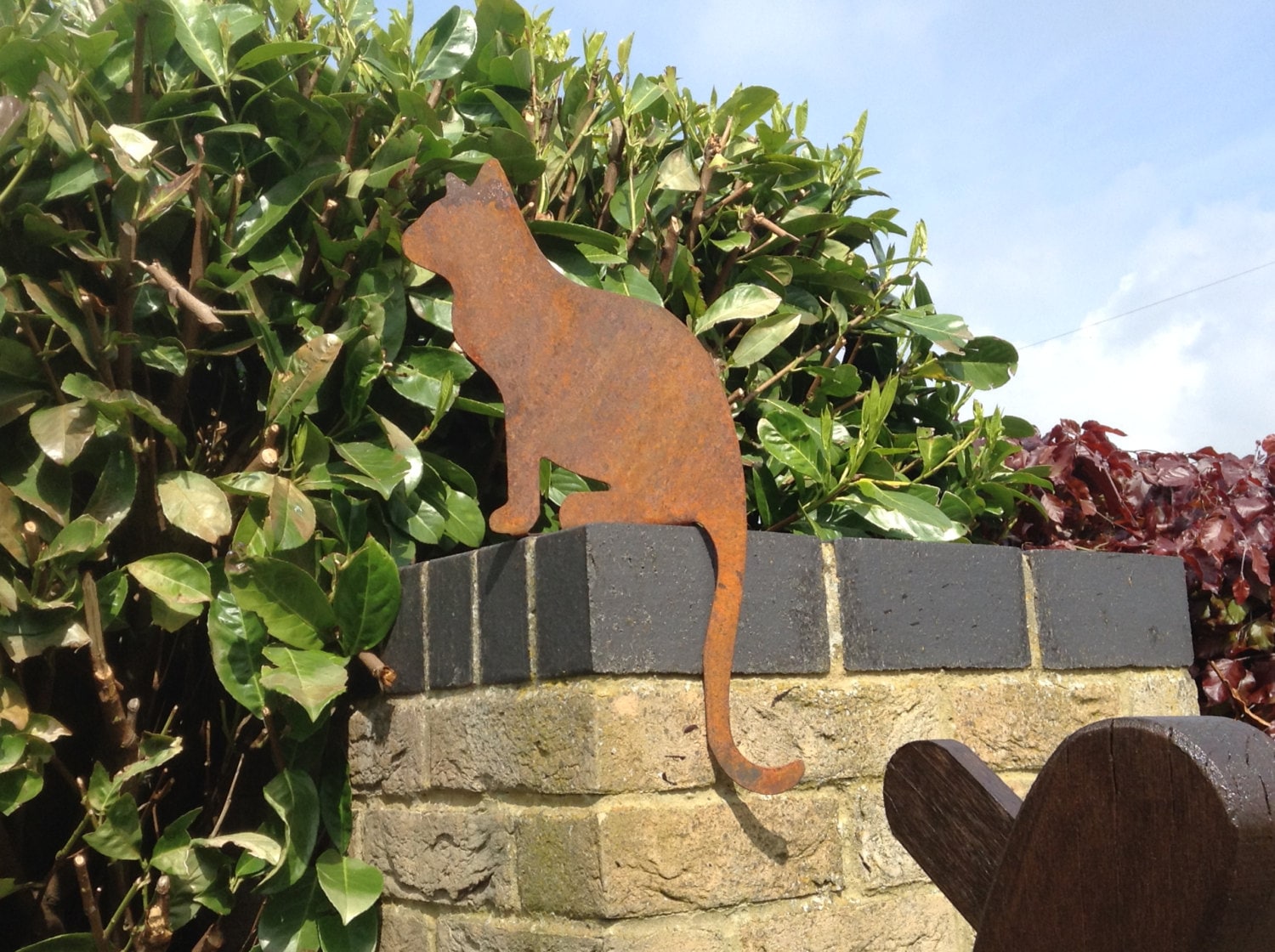 Rusty Metal Cat Garden Decor / Metal Cat Garden Art / Sitting Etsy