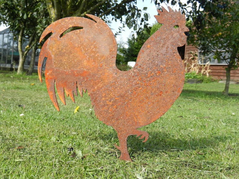 Rusty Metal Chicken & Easter Chicks / Easter Gift / Easter Chicken Garden Decor / Chicken gift / Metal Chicken/ Metal Garden Ornament Rooster