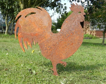 Rusty Rooster Decor / Rusty Metal Cockerel Garden Decor / Metal Chicken gift / Metal Cockerel Garden Ornament