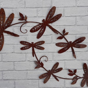 Dragonfly Wall Art / Rusty Metal Dragonfly Sculpture / Dragonfly Wall Decor / Rusty Metal Dragonfly Garden Decor a unique garden gift image 6