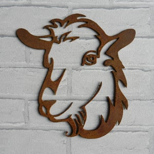 Rusty Goat Head Decor / Goat Garden Gift / Rusty Metal Goat Wall Decor an unusual Farmyard Gift image 3