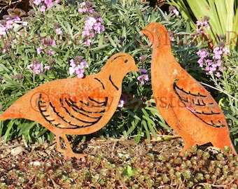 Partridge brace Metal Garden Ornament / Partridge gift / Rusty Metal Quail Gift for Gamekeeper gift / Wildfowl Garden decor