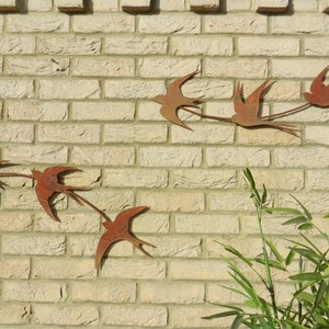 Swallow Wall Art / Rusty Metal Swallows Sculpture / Flock of Birds Wall Decor / Rusty Metal Bird Garden Decor / garden gift / Swift Wall Art image 8