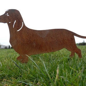 Dachshund Gift / Sausage Dog Garden Gift / Rusty Metal Dog Garden Stake / Rusty Metal Garden Art / Dachshund Memorial image 1