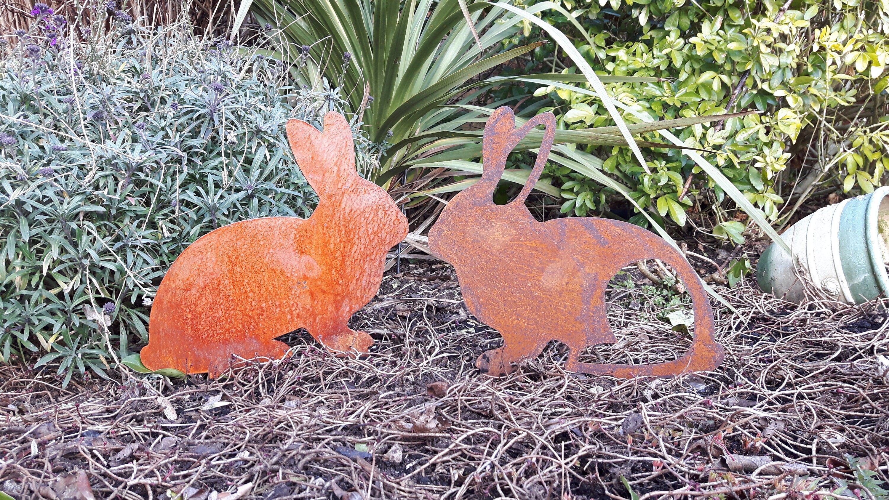 Rusty Metal Rabbit Garden Decor / Rabbit Garden Gift / Easter Etsy