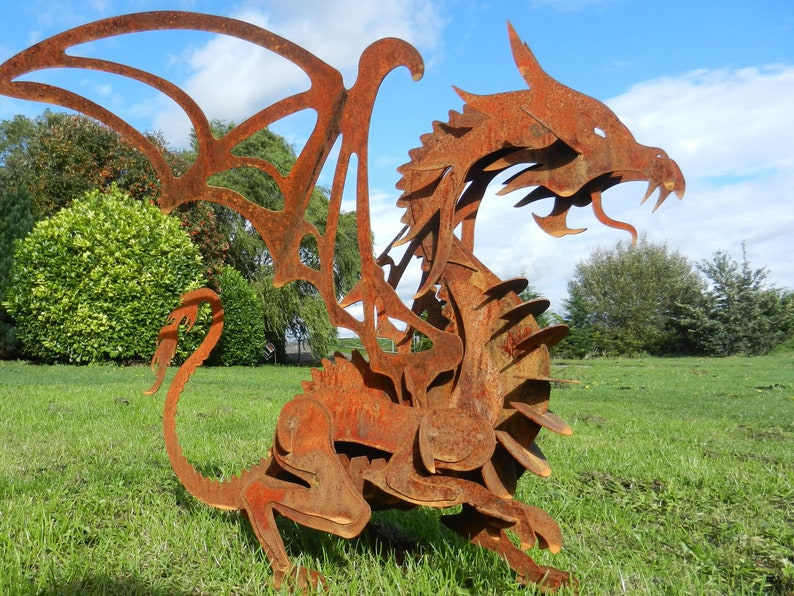Rusty Metal Dragon Sculpture / 3D Dragon Metal Art Sculpture / Etsy