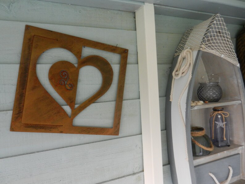 Rustic Heart Wall Decor / Metal Heart Wall Plaque Gift / Heart Etsy