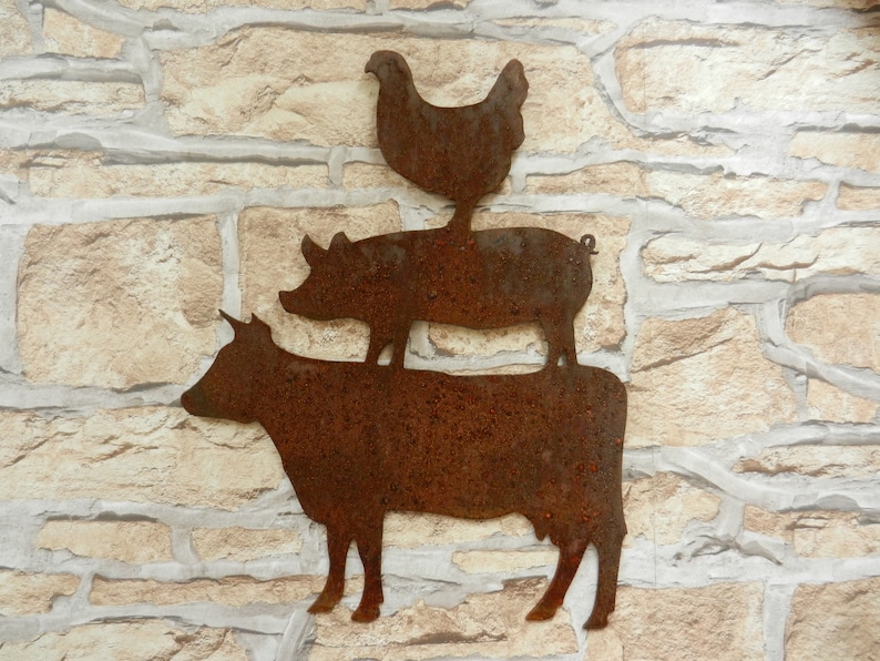 Rusty Metal Farm Animal Stack / Farmyard Wall Decor / Rustic | Etsy