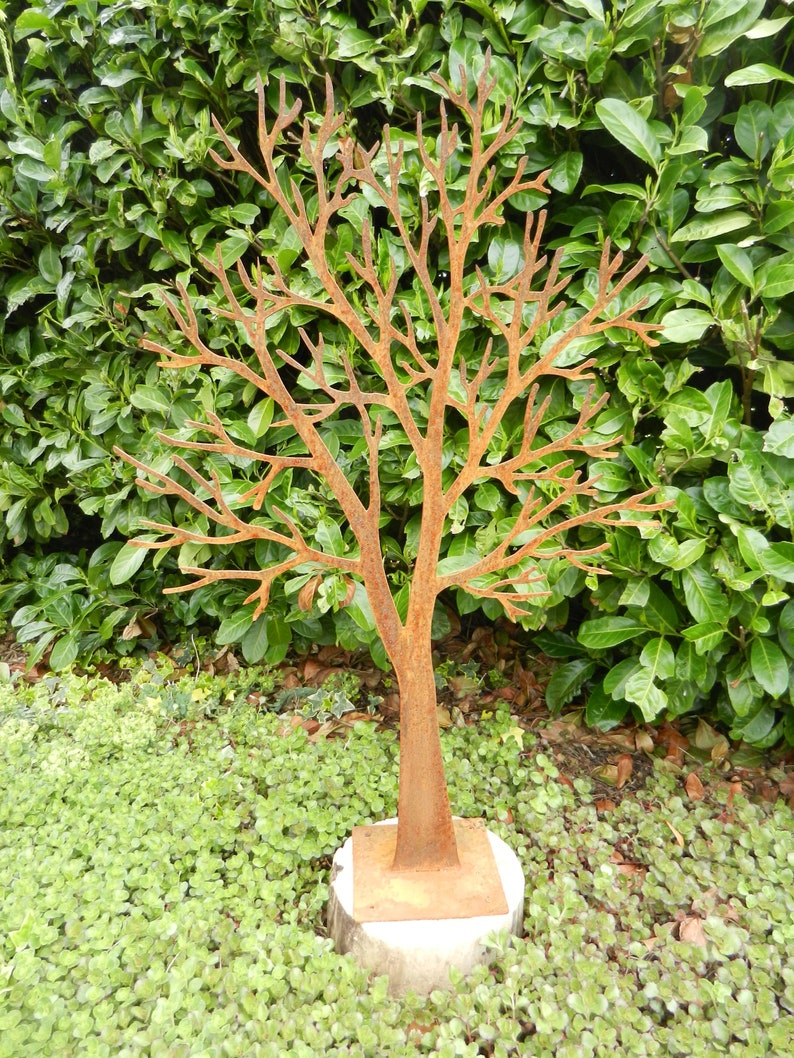 Winter Tree Garden Sculpture / Tree Garden Art / Rusty Tree Etsy