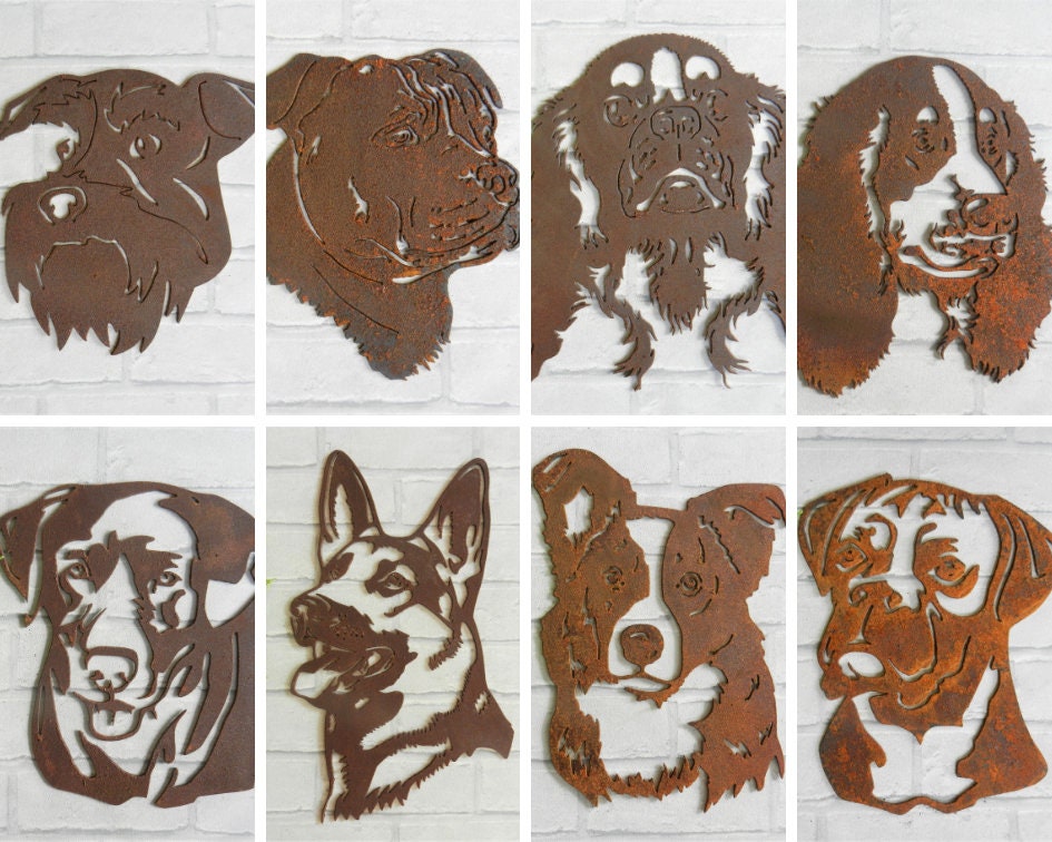 Rusty Metal Labrador Dog Head Garden Decoration / Labrador Retriever ...