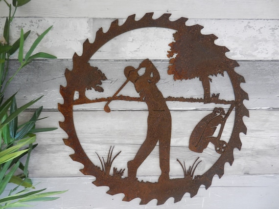Golf Wall Gift Golf Wall Decor Golf Fathers Day Gift Rusty Metal Golf Art Golf Garden