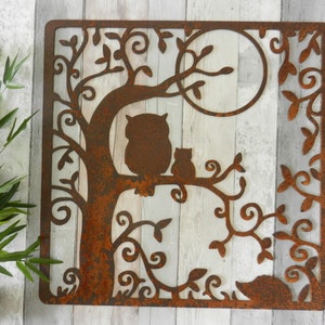 Rusty Metal Owl Wall Decor / Rustic Metal Wall Art / Owl Garden Decoration / Rustic Owl Gift / Rustic Home Decor