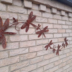 Dragonfly Wall Art / Rusty Metal Dragonfly Sculpture / Dragonfly Wall Decor / Rusty Metal Dragonfly Garden Decor a unique garden gift image 7