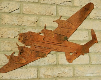 Lancaster Bomber Wall Art / WW2 Gift / WWii Lancaster Plane / Aircraft Gift / Rusty Metal Decor / Metal Garden Decoration  Battle of Britain