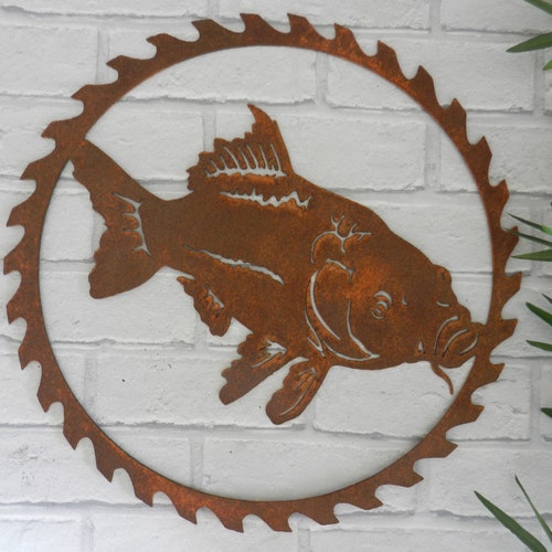 Carp Wall Decor / Rustic Metal Fish Wall Art / Rusty Metal Etsy UK