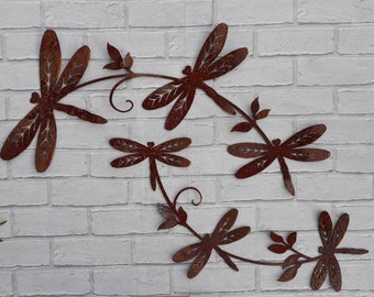 Dragonfly Wall Art / Rusty Metal Dragonfly Sculpture / Dragonfly Wall Decor / Rusty Metal Dragonfly Garden Decor - a unique garden gift