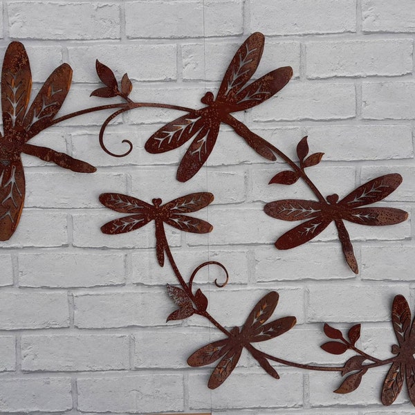 Dragonfly Wall Art / Rusty Metal Dragonfly Sculpture / Dragonfly Wall Decor / Rusty Metal Dragonfly Garden Decor - a unique garden gift