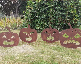 Halloweenpompoen / Roestige pompoendecoratie / Halloweendecoratie / Jack o'lantern / Halloween Yard Art / Enge pompoenen / Halloweenfeest