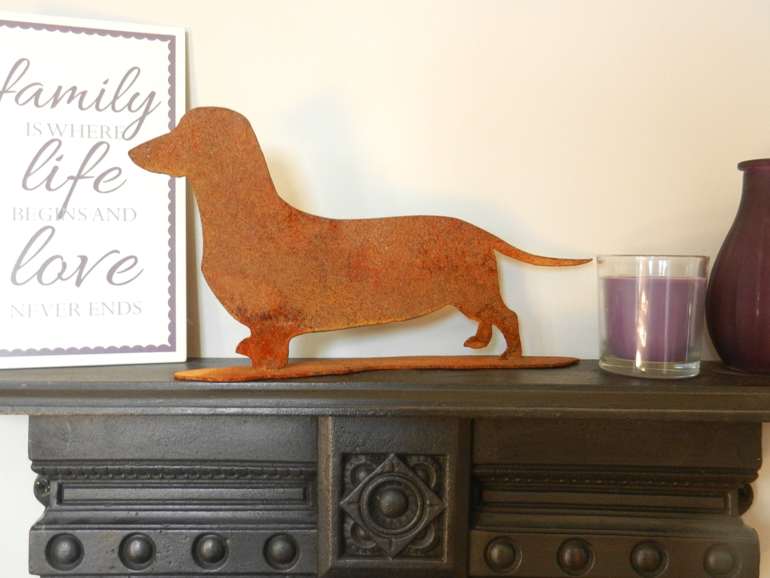 Dachshund Home Gift / Rusty Metal Dachshund Dog Decor / Etsy