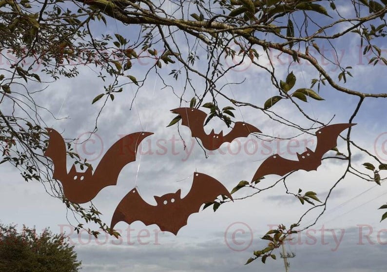 Rusty Metal Bats / Halloween Bats / Halloween Decoration / Halloween Bats image 1