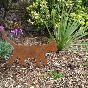 Rusty Walking Cat Garden Decor / Metal Cat Garden Gift / Rusty Metal ...