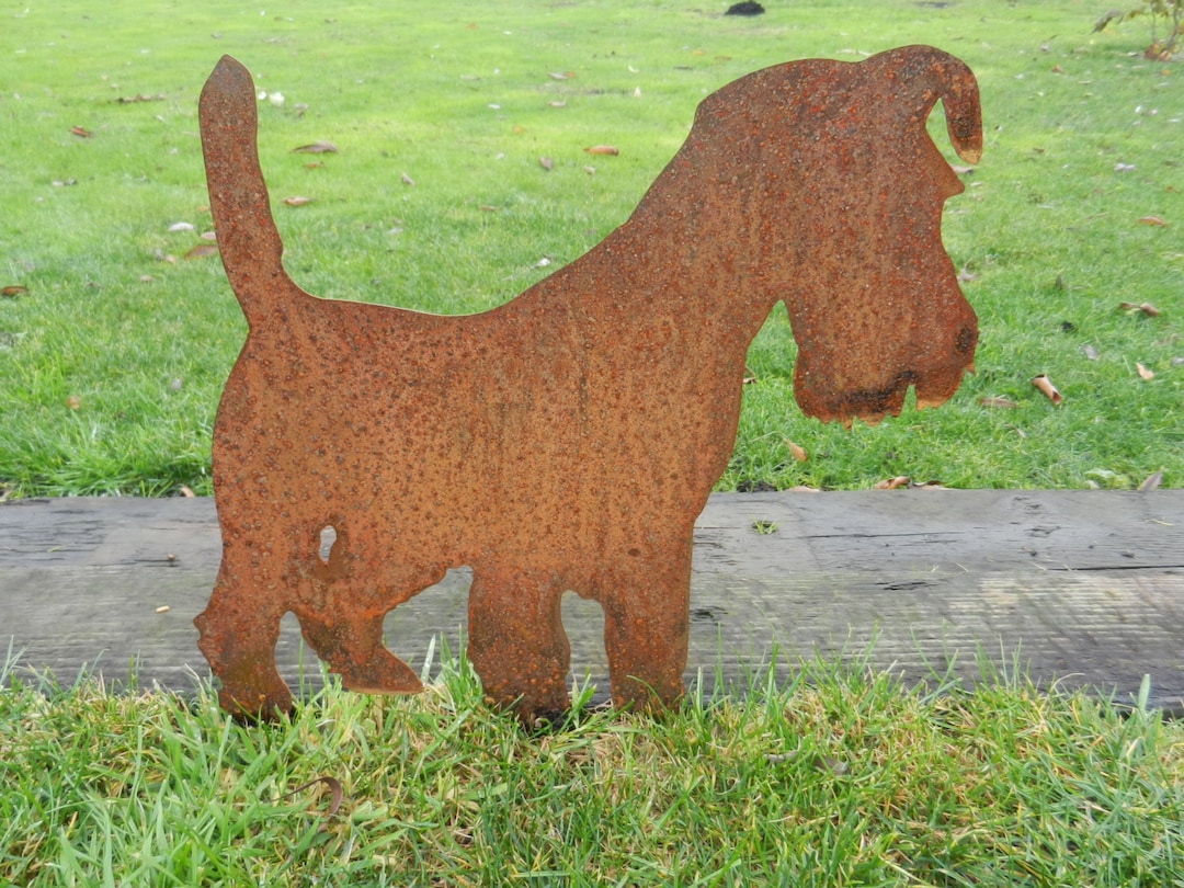 Schnauzer Garden Sculpture / Metal Terrier Garden Art / Mini Schnauzer