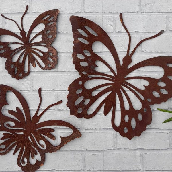 Rusty Metal Butterfly Art / Rustic Butterfly gift / Rusty Metal Butterfly Garden Gift / Metal Garden Wall Decor / Butterfly Garden Ornament