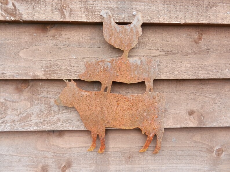 Rusty Metal Farm Animal Stack / Farmyard Wall Decor / Rustic Etsy