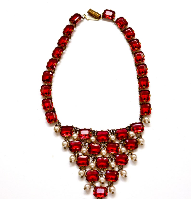 1930s Deco Square Paste Necklace PRT NK 001