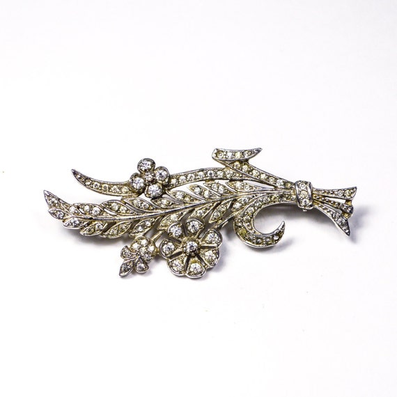 Vintage Art Deco 1920s silver tone paste flower  … - image 7