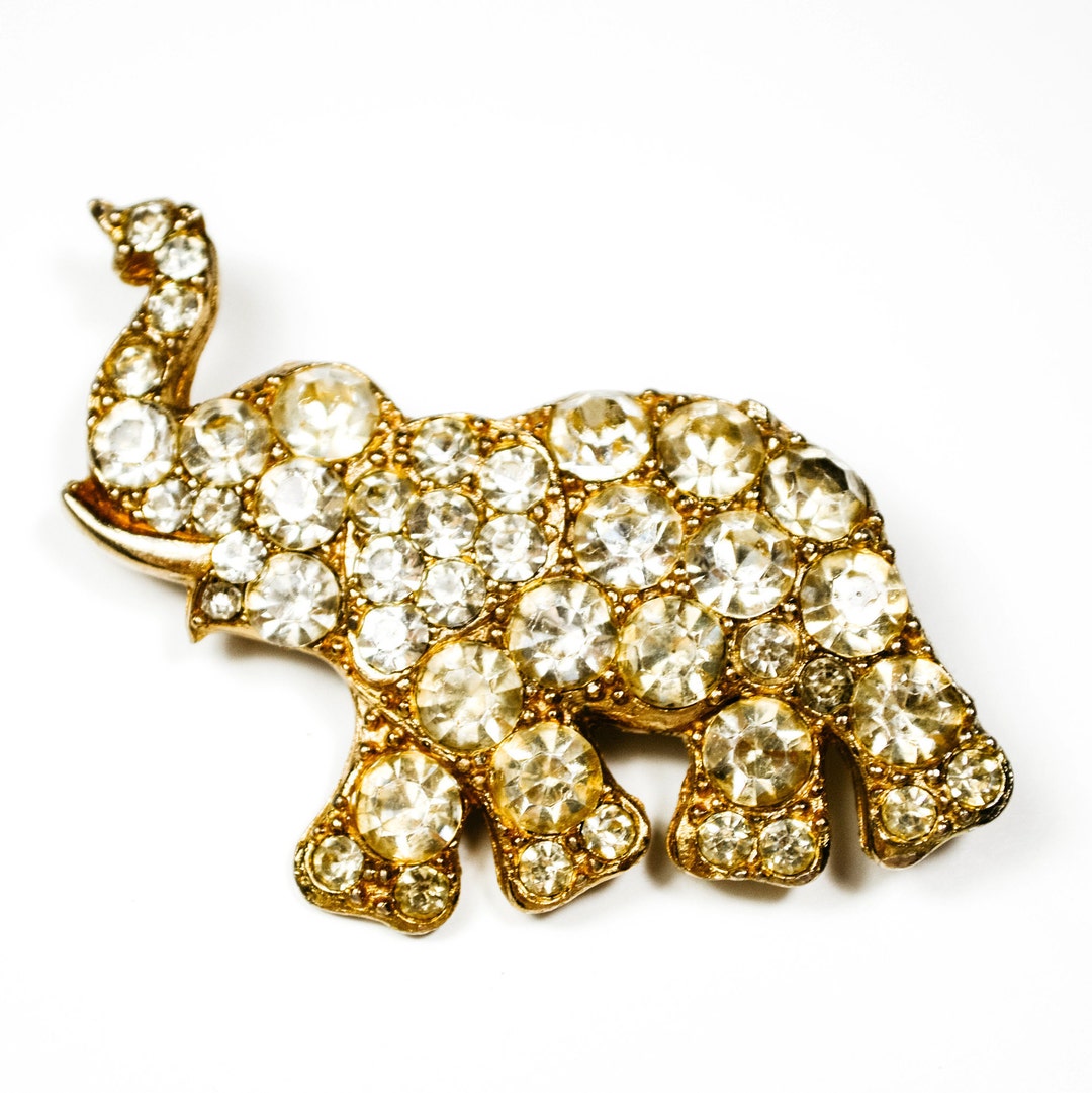 Art Deco Elephant Paste Brooch Pin Etsy