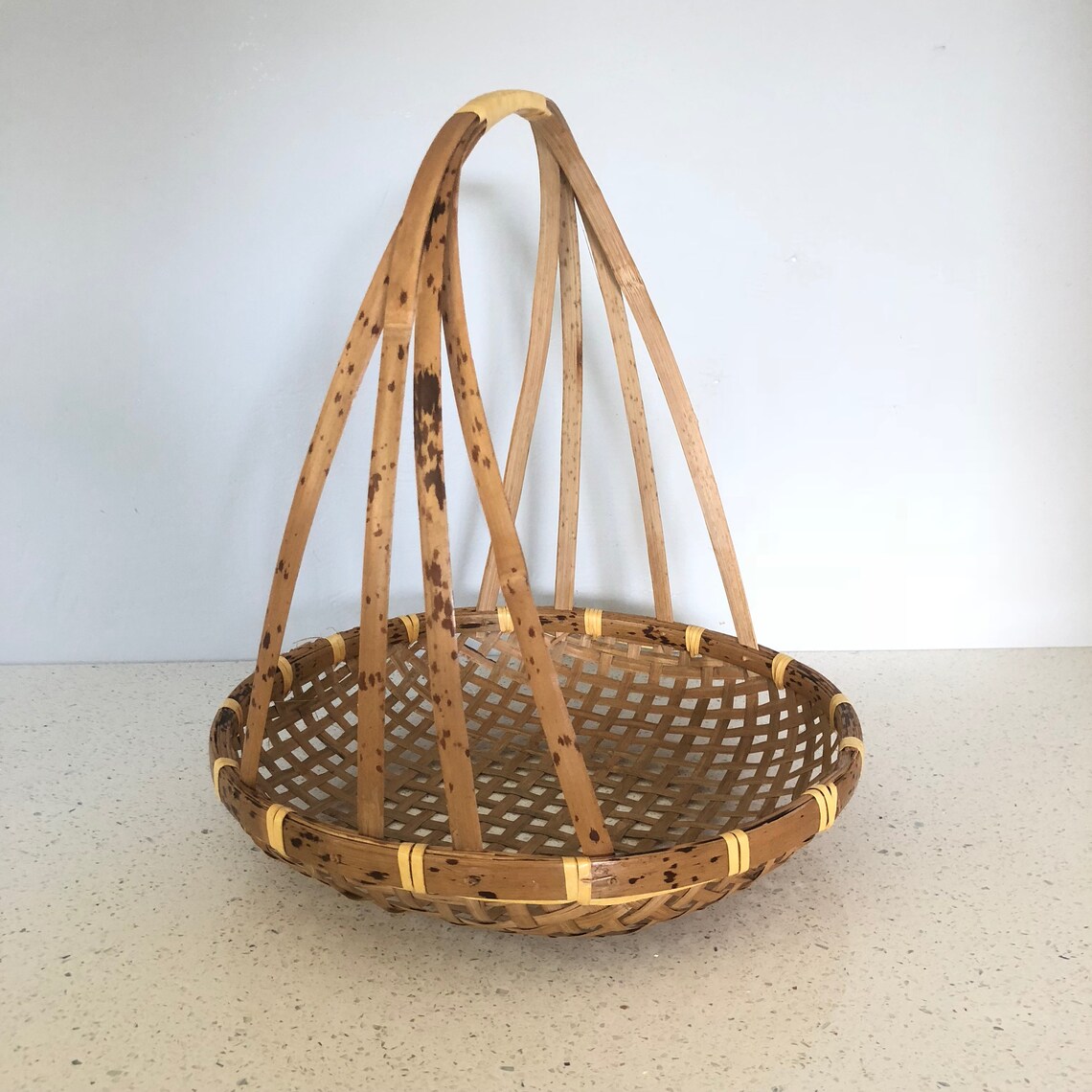 Round Tobacco Basket With Handle Etsy