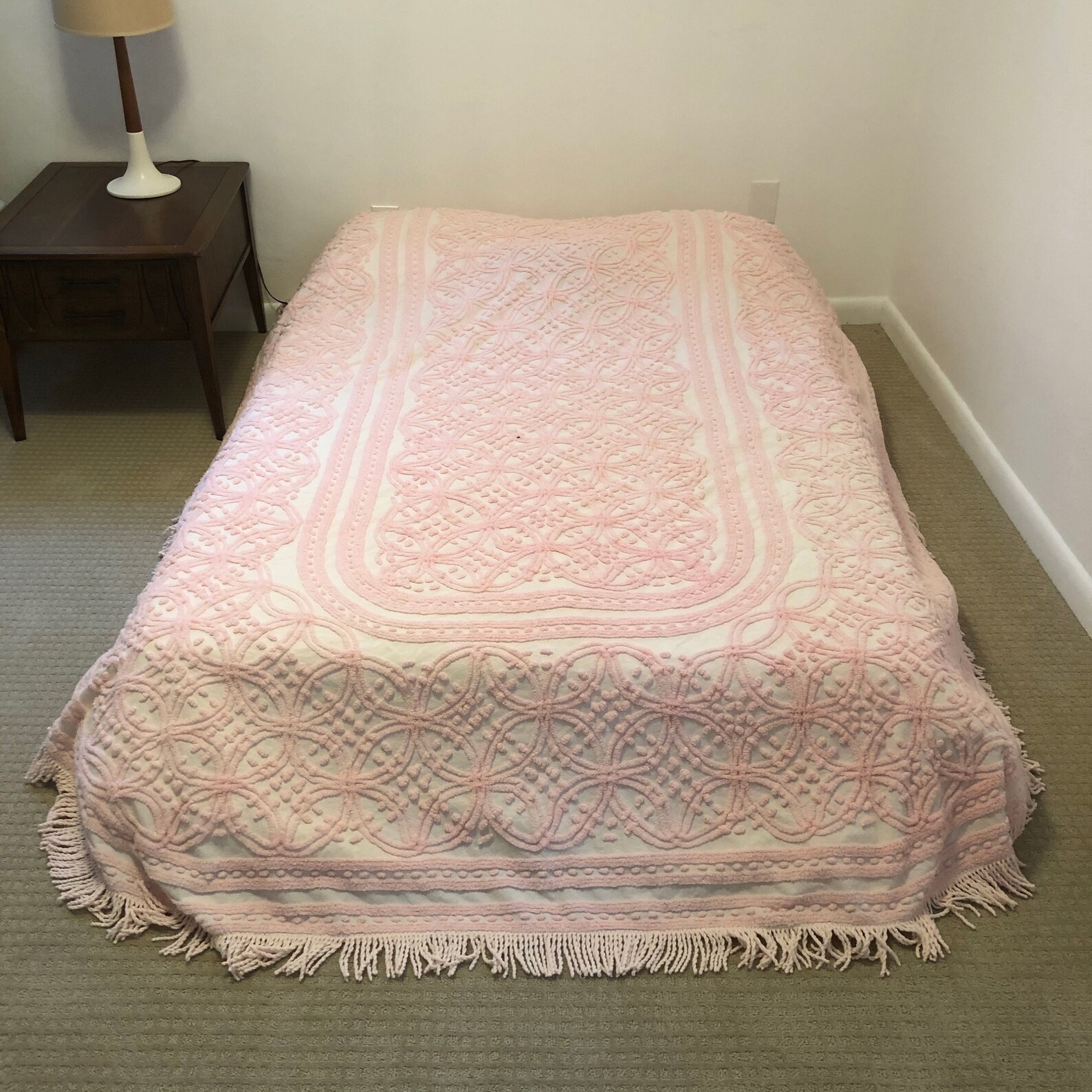 Vintage Pink Chenille Blanket Size full/queen Etsy
