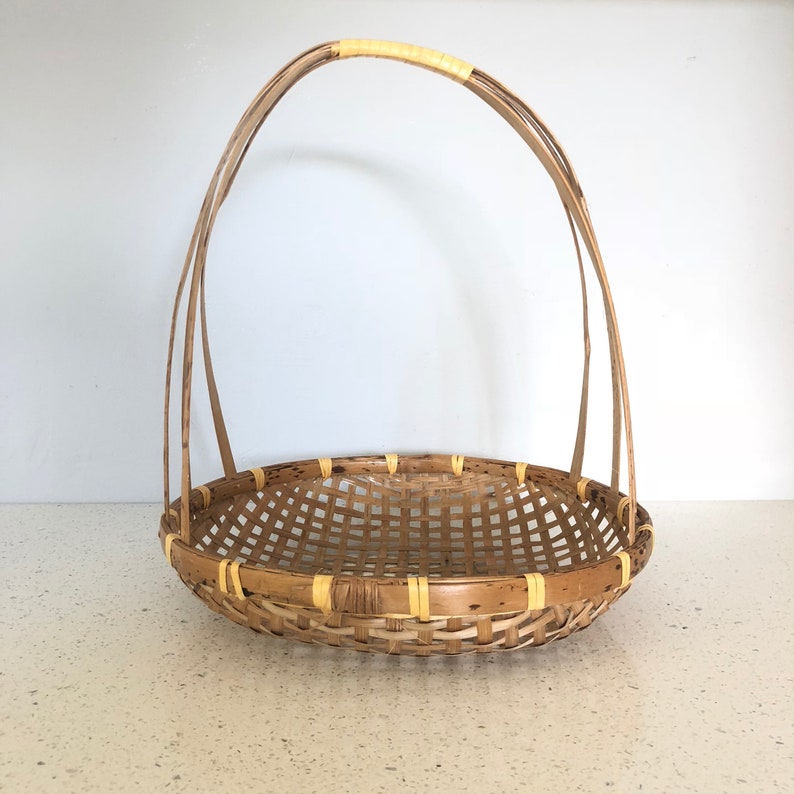 Round Tobacco Basket With Handle Etsy