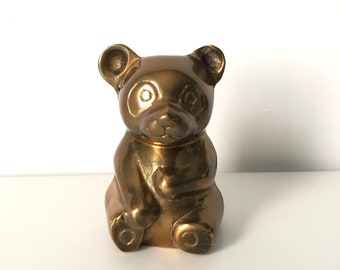 Vintage Brass Teddy Bear, Figurine Made in Korea