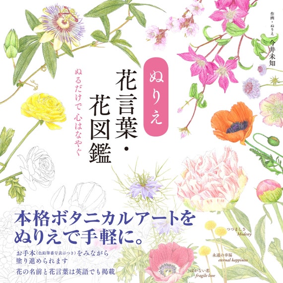 Coloring Book Of The Language Of Flowers Japanese Craft Book Etsy