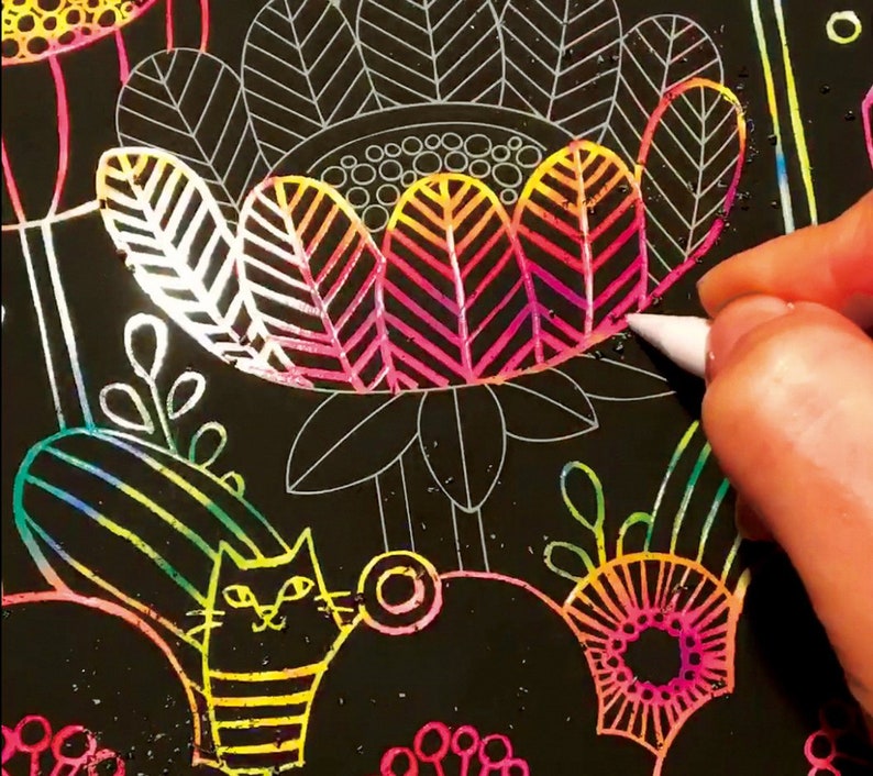 Healing scratch art for adults Healing forest animals Japanese Etsy