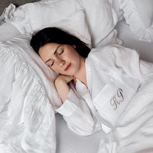 Leinen Pyjamas, Leinenpyjama-Set, Lounge-Set, Leinenhemd und Leinenpyjamahose, Geschenk für Frauen, Leinenpyjamas für Frauen