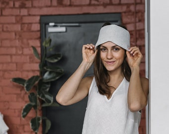 Linnen slaapmasker in wit, groot linnen oogmasker, natuurlijk slaapmasker, stoffen oogmasker, linnen nachtkleding, linnen oogmasker voor haar en voor hem