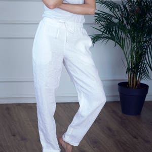 Linen Pants, Drawstring Linen Pants, Linen Pants For Women, Beach Pants, Lounge Pants, Linen Pants with Pockets PERTH