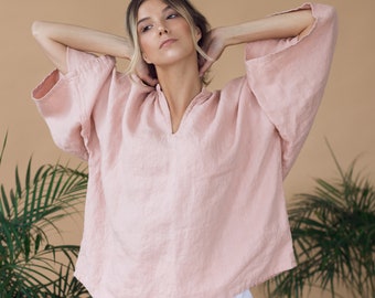 Linen Tunic, Linen Shirt, Linen Blouse, Oversized Shirt SEOUL, Linen Tops for Women