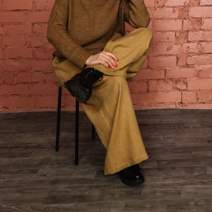 Pleated Pants, Linen Pants Women, Wide Leg Pants, Pants with Pockets, Vacation Pants, Classic Pants Rene, Linen Womens Clothing