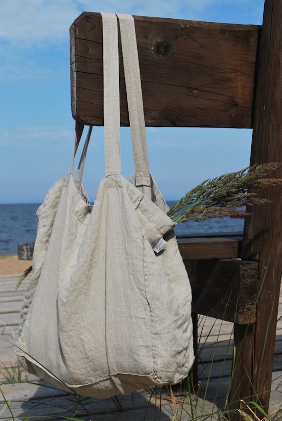 large linen tote bag