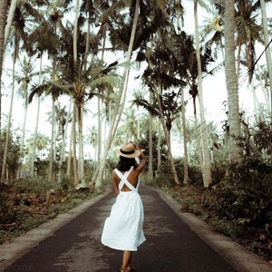 Robe en lin, Robe chasuble, Robe d'été en lin, Robe d'invitée de mariage, Robe de demoiselle d'honneur, Robe midi avec poches, Robe de cocktail ADELAIDE image 8