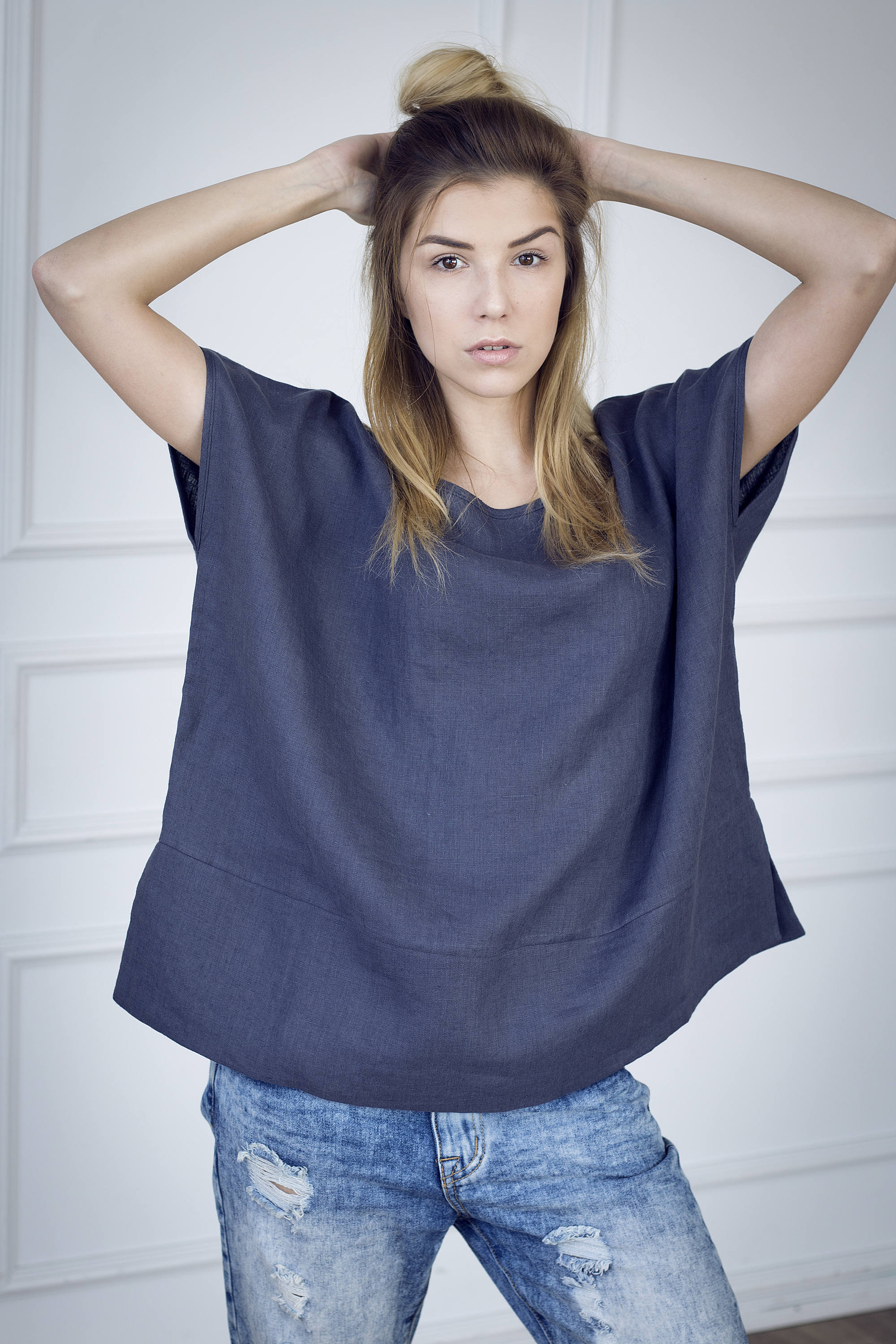 Boho Linen Top, Linen Tunic, Linen Shirt, Linen Top With
