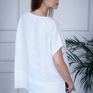 Ready To Ship / Linen Tunic, Linen Shirt, Linen Top with Side Slits, Linen blouse CASABLANCA, Linen tops for women image 2